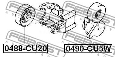 FEBEST - 0490-CU5W - Натяжитель ремня, клиновой зубча (Ременный привод)