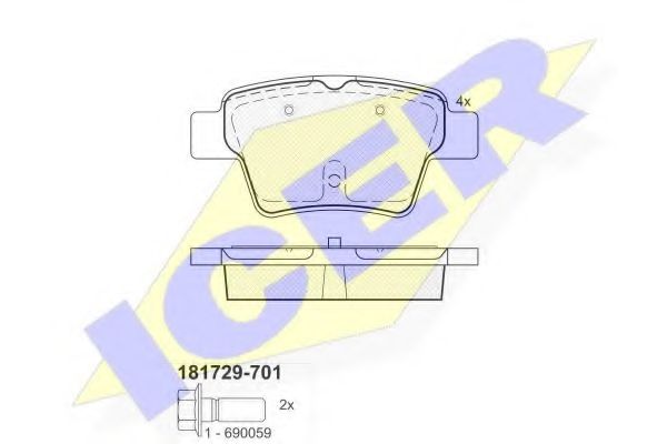 ICER - 181729-701 - Комплект тормозных колодок, дисковый тормоз (Тормозная система)