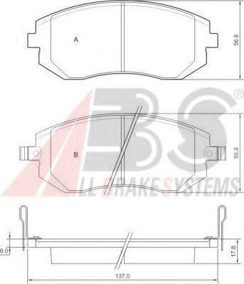 A.B.S. - 37446 OE - Комплект тормозных колодок, дисковый тормоз