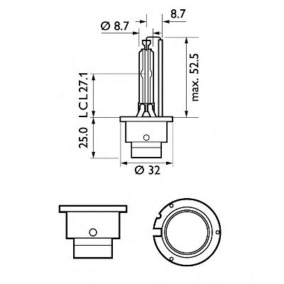 PHILIPS - 85122XVC1 - Лампа накаливания, фара дальнего света; Лампа накаливания, основная фара; Лампа накаливания