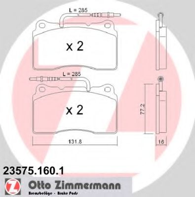 ZIMMERMANN - 23575.160.1 - Комплект тормозных колодок, дисковый тормоз (Тормозная система)