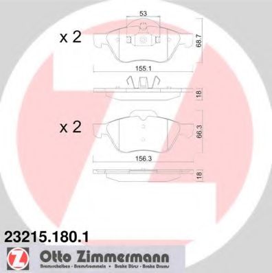 ZIMMERMANN - 23215.180.1 - Комплект тормозных колодок, дисковый тормоз (Тормозная система)