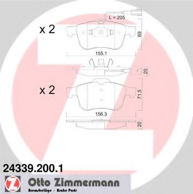 ZIMMERMANN - 24339.200.1 - Комплект тормозных колодок, дисковый тормоз (Тормозная система)