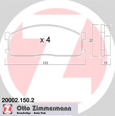 ZIMMERMANN - 20002.150.2 - Комплект тормозных колодок, дисковый тормоз (Тормозная система)