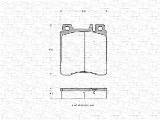 MAGNETI MARELLI - 363702160572 - Комплект тормозных колодок, дисковый тормоз (Тормозная система)