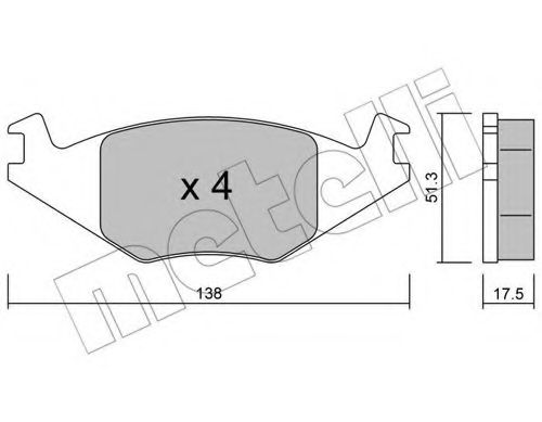 METELLI - 22-0047-0 - Комплект тормозных колодок, дисковый тормоз (Тормозная система)