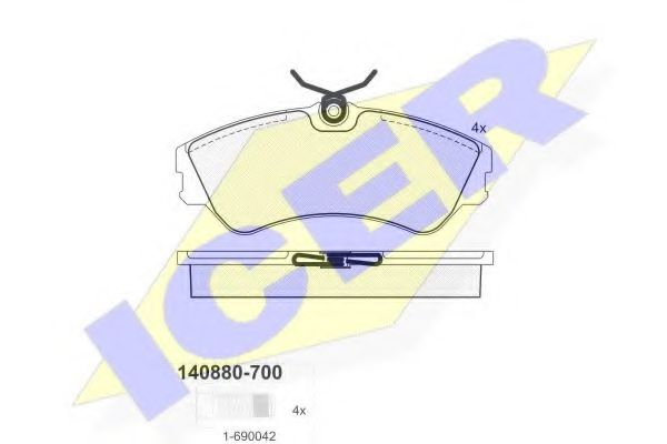 ICER - 140880-700 - Комплект тормозных колодок, дисковый тормоз (Тормозная система)