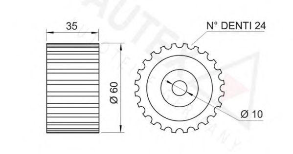 AUTEX - 651227 - Паразитный / Ведущий ролик, зубчатый ремень (Ременный привод)