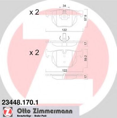 ZIMMERMANN - 23448.170.1 - Комплект тормозных колодок, дисковый тормоз (Тормозная система)