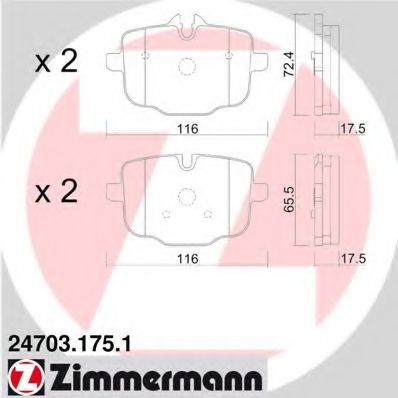 ZIMMERMANN - 24703.175.1 - Комплект тормозных колодок, дисковый тормоз (Тормозная система)