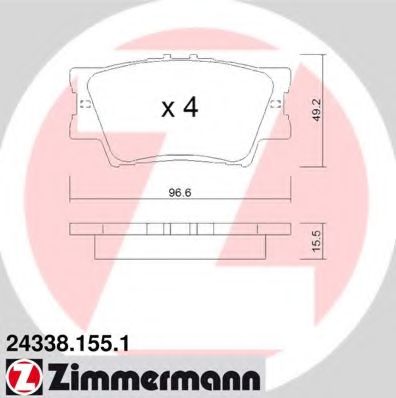 ZIMMERMANN - 24338.155.1 - Комплект тормозных колодок, дисковый тормоз (Тормозная система)