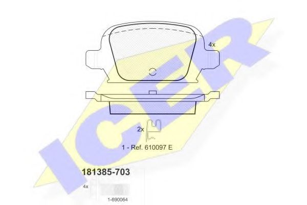 ICER - 181385-703 - Комплект тормозных колодок, дисковый тормоз (Тормозная система)