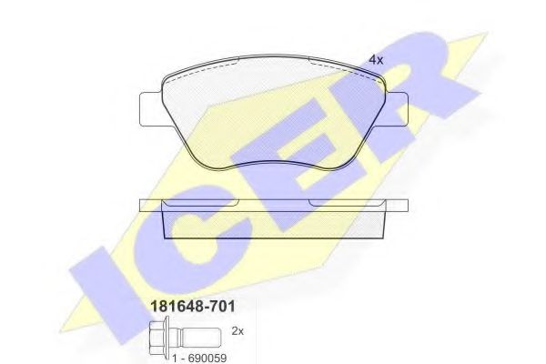 ICER - 181648-701 - Комплект тормозных колодок, дисковый тормоз (Тормозная система)