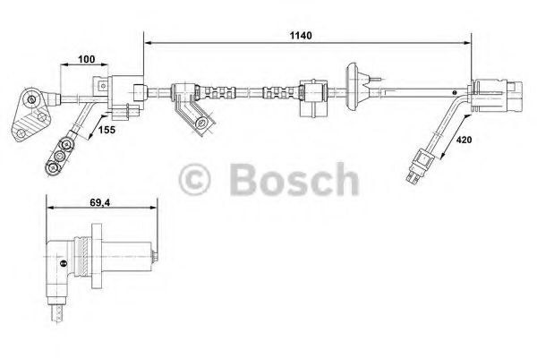 BOSCH - 0 265 001 296 - Датчик, частота вращения колеса (Тормозная система)