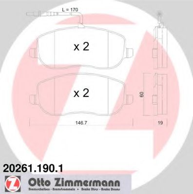 ZIMMERMANN - 20261.190.1 - Комплект тормозных колодок, дисковый тормоз (Тормозная система)