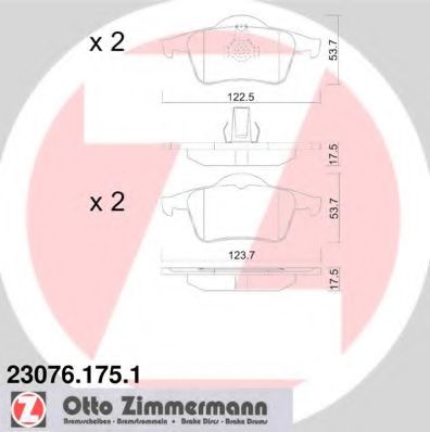 ZIMMERMANN - 23076.175.1 - Комплект тормозных колодок, дисковый тормоз (Тормозная система)