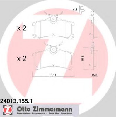 ZIMMERMANN - 24013.155.1 - Комплект тормозных колодок, дисковый тормоз (Тормозная система)