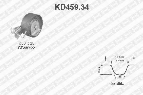 SNR - KD459.34 - Комплект ремня ГРМ (Ременный привод)