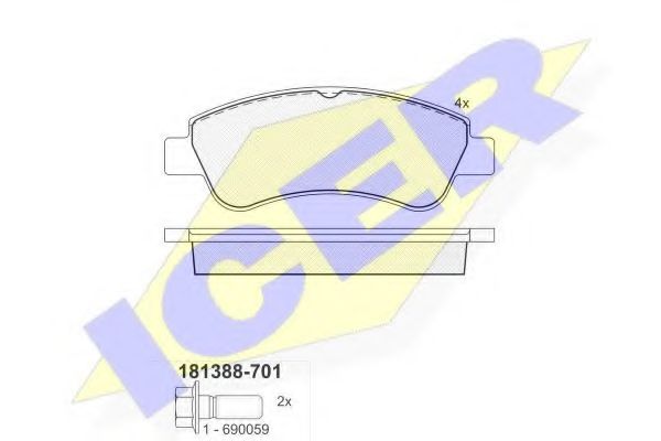 ICER - 181388-701 - Комплект тормозных колодок, дисковый тормоз (Тормозная система)