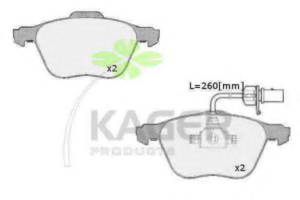 KAGER - 35-0600 - Комплект тормозных колодок, дисковый тормоз