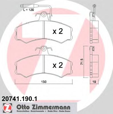 ZIMMERMANN - 20741.190.1 - Комплект тормозных колодок, дисковый тормоз (Тормозная система)