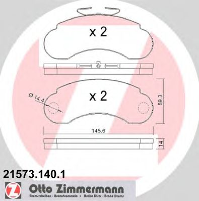 ZIMMERMANN - 21573.140.1 - Комплект тормозных колодок, дисковый тормоз (Тормозная система)