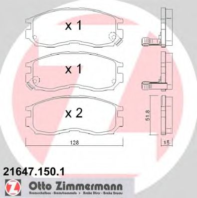 ZIMMERMANN - 21647.150.1 - Комплект тормозных колодок, дисковый тормоз (Тормозная система)