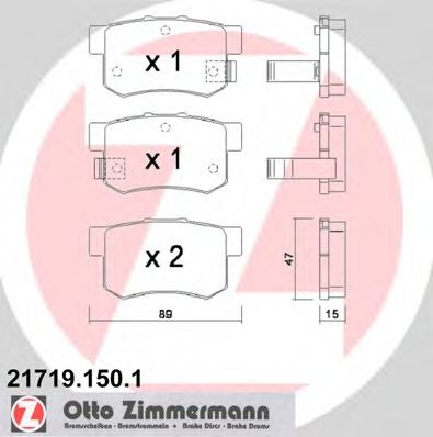 ZIMMERMANN - 21719.150.1 - Комплект тормозных колодок, дисковый тормоз (Тормозная система)