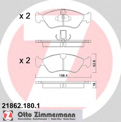 ZIMMERMANN - 21862.180.1 - Комплект тормозных колодок, дисковый тормоз (Тормозная система)