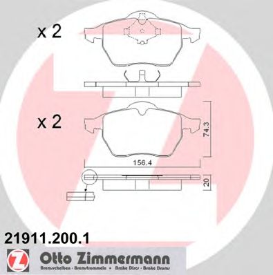 ZIMMERMANN - 21911.200.1 - Комплект тормозных колодок, дисковый тормоз (Тормозная система)