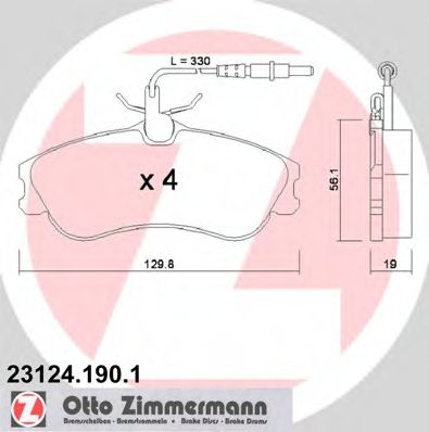 ZIMMERMANN - 23124.190.1 - Комплект тормозных колодок, дисковый тормоз (Тормозная система)