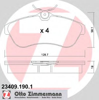 ZIMMERMANN - 23409.190.1 - Комплект тормозных колодок, дисковый тормоз (Тормозная система)