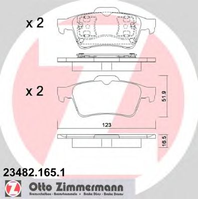 ZIMMERMANN - 23482.165.1 - Комплект тормозных колодок, дисковый тормоз (Тормозная система)