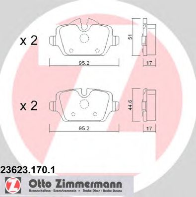 ZIMMERMANN - 23623.170.1 - Комплект тормозных колодок, дисковый тормоз (Тормозная система)