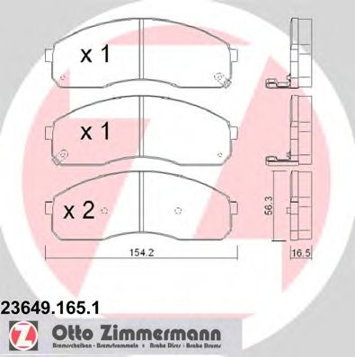 ZIMMERMANN - 23649.165.1 - Комплект тормозных колодок, дисковый тормоз (Тормозная система)