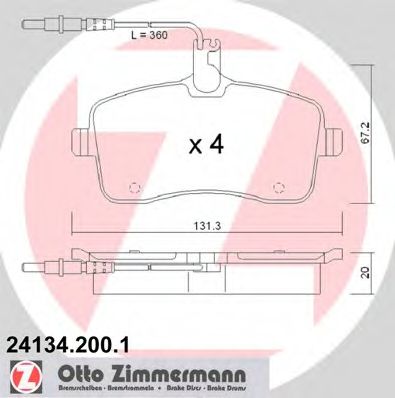 ZIMMERMANN - 24134.200.1 - Комплект тормозных колодок, дисковый тормоз (Тормозная система)