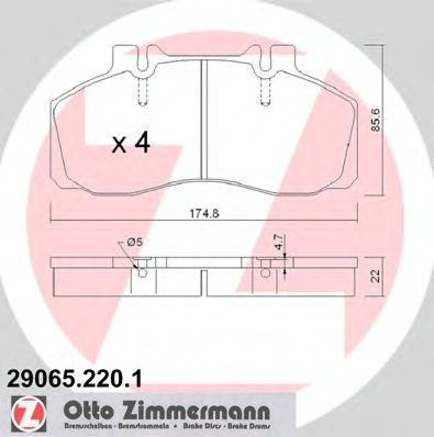 ZIMMERMANN - 29065.220.1 - Комплект тормозных колодок, дисковый тормоз (Тормозная система)