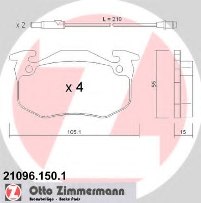 ZIMMERMANN - 21096.150.1 - Комплект тормозных колодок, дисковый тормоз (Тормозная система)