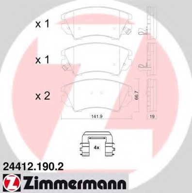 ZIMMERMANN - 24412.190.2 - Комплект тормозных колодок, дисковый тормоз (Тормозная система)