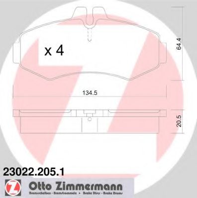 ZIMMERMANN - 23022.205.1 - Комплект тормозных колодок, дисковый тормоз (Тормозная система)