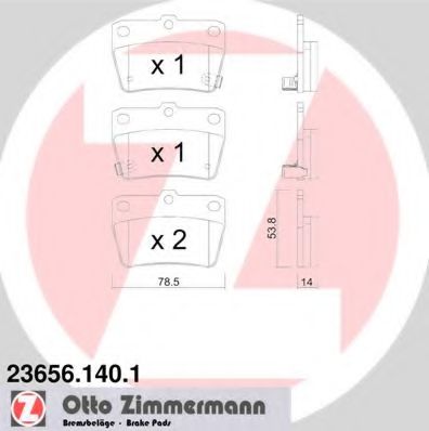 ZIMMERMANN - 23656.140.1 - Комплект тормозных колодок, дисковый тормоз (Тормозная система)