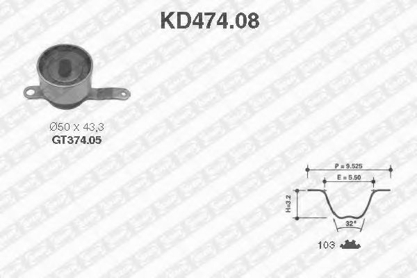 SNR - KD474.08 - Комплект ремня ГРМ (Ременный привод)