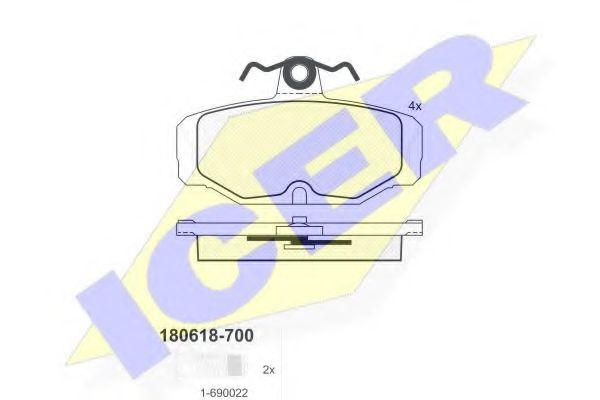 ICER - 180618-700 - Комплект тормозных колодок, дисковый тормоз (Тормозная система)