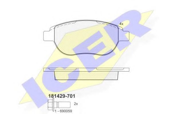 ICER - 181429-701 - Комплект тормозных колодок, дисковый тормоз (Тормозная система)