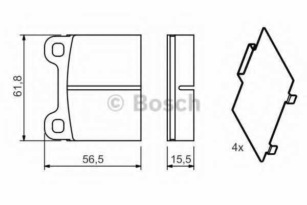 BOSCH - 0 986 466 302 - Комплект тормозных колодок, дисковый тормоз (Тормозная система)