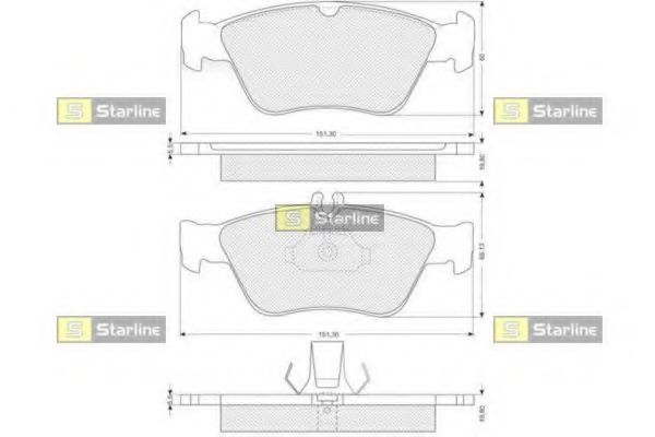 STARLINE - BD S227 - Комплект тормозных колодок, дисковый тормоз