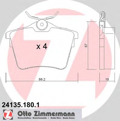 ZIMMERMANN - 24135.180.1 - Комплект тормозных колодок, дисковый тормоз (Тормозная система)