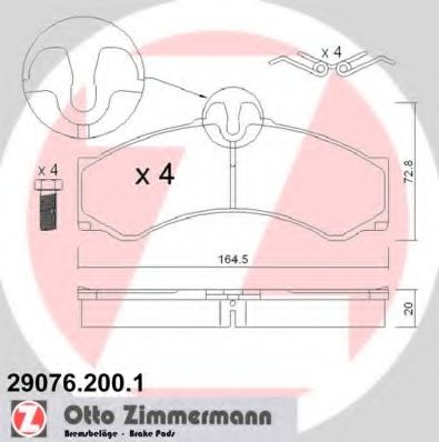 ZIMMERMANN - 29076.200.1 - Комплект тормозных колодок, дисковый тормоз (Тормозная система)