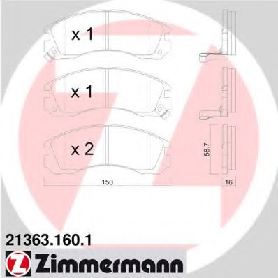 ZIMMERMANN - 21363.160.1 - Комплект тормозных колодок, дисковый тормоз (Тормозная система)