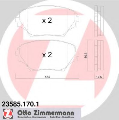 ZIMMERMANN - 23585.170.1 - Комплект тормозных колодок, дисковый тормоз (Тормозная система)